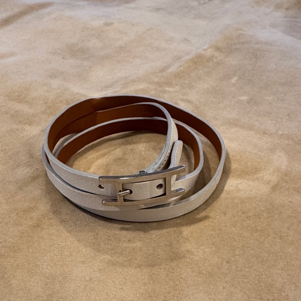 Hermes Silver and Brown Bracelet